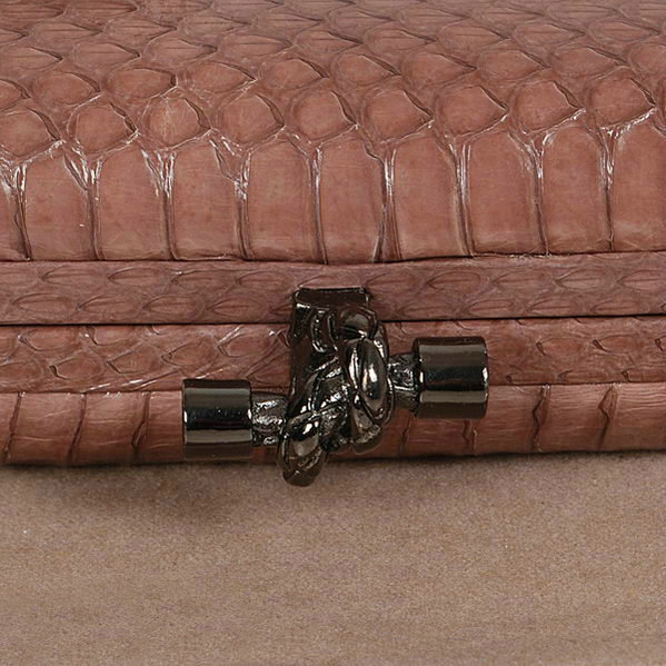 Bottega Veneta intrecciato snake vein leather impero ayers knot clutch 11308 brown - Click Image to Close
